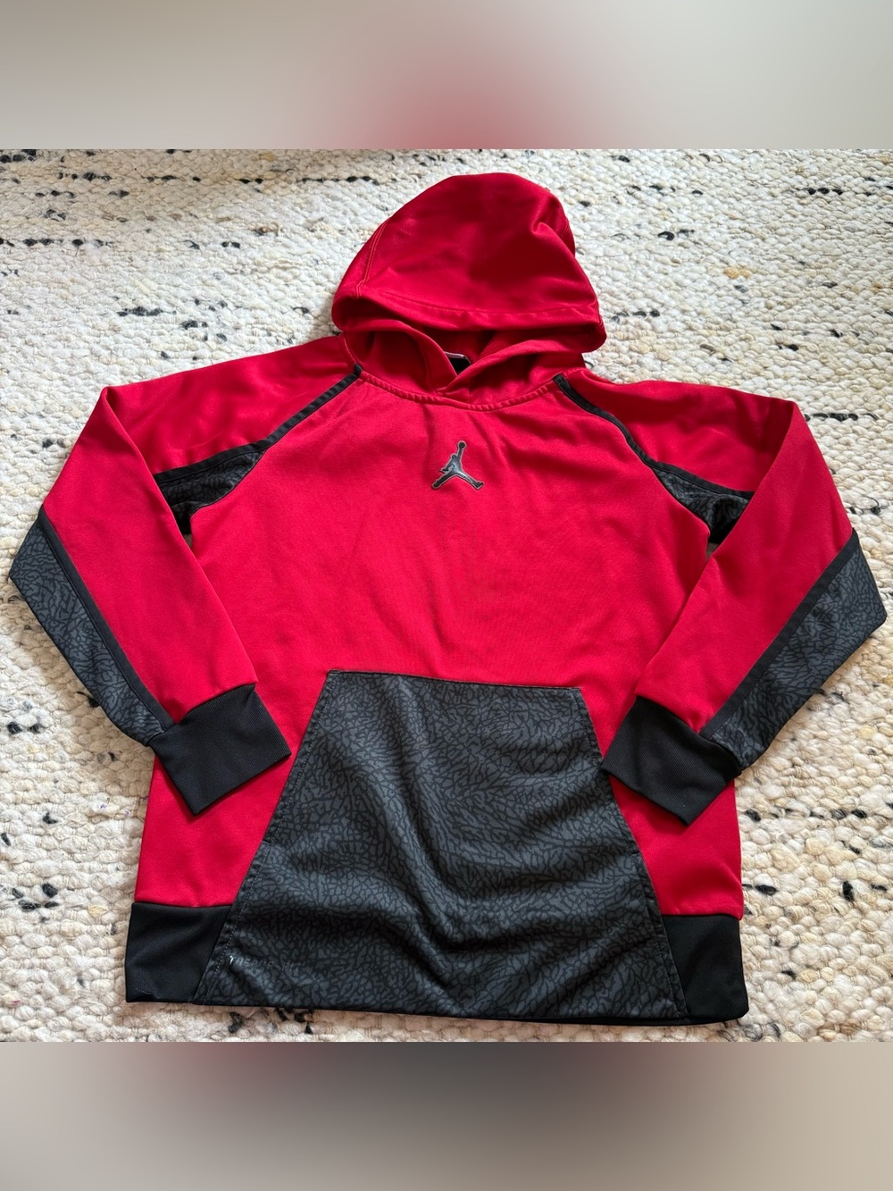 Boys youth large Jordan hoodie red thermafit